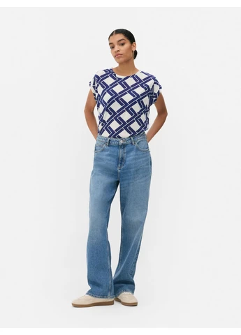 Топ літо,молочний в сині візерунки, Primark (397577339)