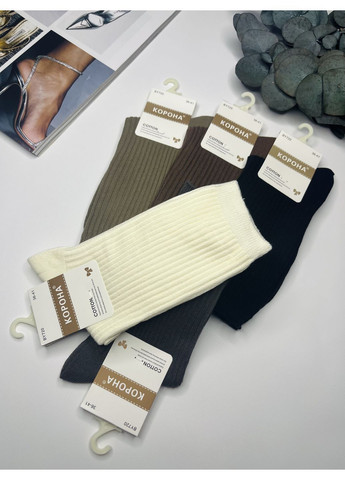 Комбинированные носки высокие хлопчатобумажные в рубчик набор 5 пар Корона (362575295)