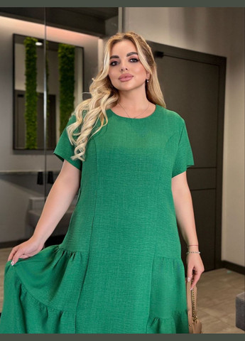 Зелена повсякденний, кежуал жіноча сукня вільного крою Style Point однотонна