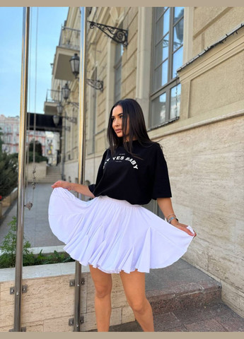 Белая повседневная однотонная легкая женская юбка мини белого цвета 31221 Fashion