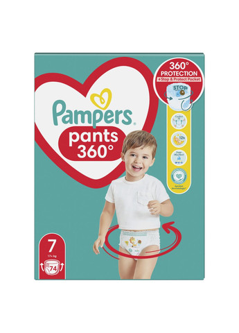Підгузки-трусики Pants 7 (17+ кг), 74 шт. Pampers 81748928 (327223509)