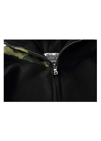 Кофта чёрная Bape A Bathing Ape Shark Green Camo Full Zip Hoodie Unisex (385490711)