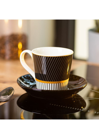 Керамічна чашка з блюдцем 200 (мл) для чаю та кави Діагональна смужка Liling Rongxiang Ceramic (360454851)