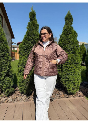 Коричневая демисезонная женская демисезонная куртка белого цвета New Trend