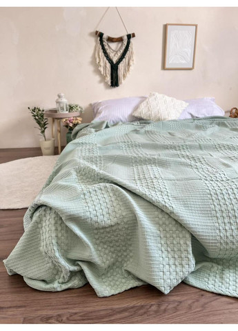 Покривало Марокко вафельне бавовняне ментолового кольору ZEINTEX (315347109)
