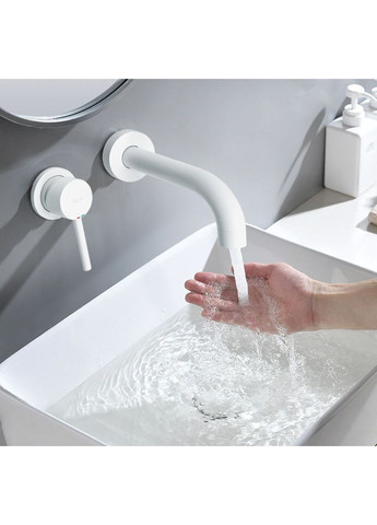 Змішувач для раковини (умивальника) LUNGO WHITE MATТ + BOX прихованого монтажу Rea (363262060)