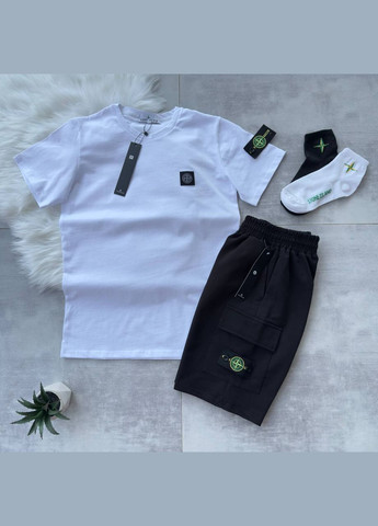 Біла 4 в 1 футболка + шорти + 2 пари шкарпеток турецькі якісні матеріали No Brand