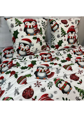 Зимнее постельное белье фланель (байка) полутораспальный размер белого цвета – мягкость, тепло и новогоднее настроение! No Brand (370278948)
