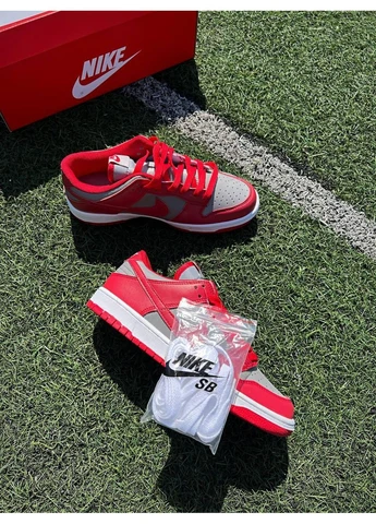 КРОСІВКИ ЖІНОЧІ NIKE SB DUNK LOW RETRO MEDIUM GREY RED V2 НАЙК СБ ДАНК No Brand сірі демісезони (367170007)