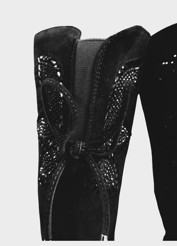 Зимние элегантные зимние женские сапоги с украшениями бисера на среднем каблуке 39 (26 см) черные Mea Balan с бисером, с вышивкой