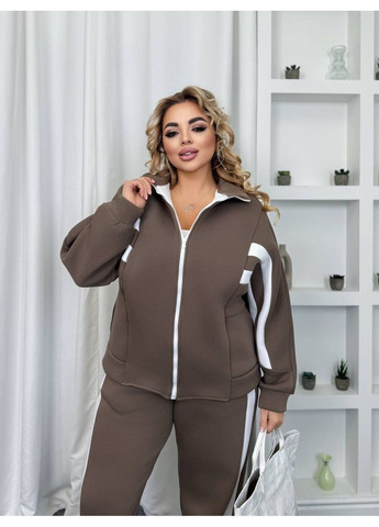 Костюм спортивный ОВЕРСАЙЗ с качественным накатом, тренировка на флисе, штаны и кофта на молнии Україна (365574381)