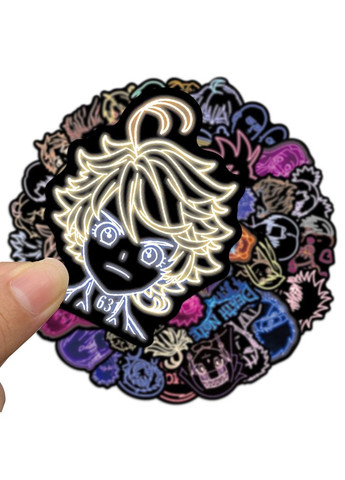 Наклейки неонові мікс аніме графіті стікери для ноутбука, стікербомбінг Набір 10шт No Brand (323141518)