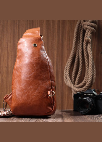Стильна жіноча слінг сумка через плече з екошкіри рудий 22751 Vintage (362417997)