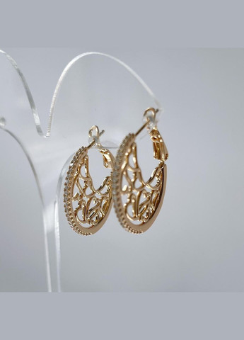Серьги позолота Xuping Круглые с узором с камнями Золото 25 мм S15114 Xuping Jewelry (328943461)