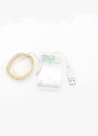 Светодиодная гибкая комнатная гирлянда капли росы с работой от USB батареек 5 м 50 Led (478586-Prob) Холодная белая Unbranded (307247524)