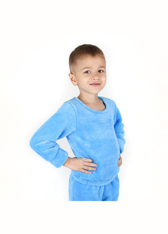 Голубая всесезон пижама детская теплая из однотонного плюша blue голубой dexter's