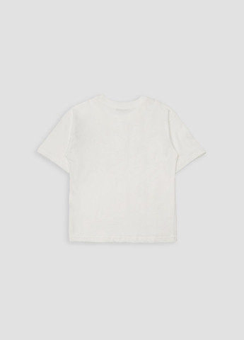 Молочна літня футболка з коротким рукавом для хлопчика колір молочний цб-00271169 First Kids
