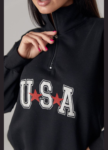 Черный стильный свитшот надпись молния (302504918)