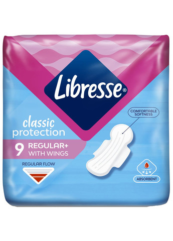 Гігієнічні прокладки (7322541233390) Libresse classic protection regular 9 шт. (268139502)