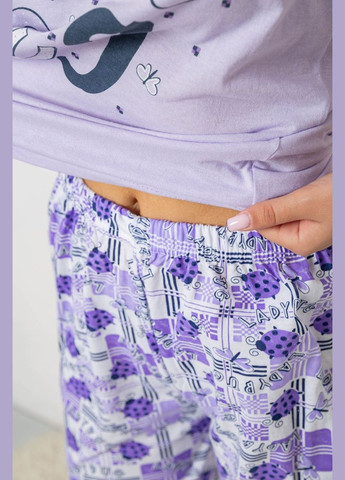 Бузкова всесезон піжама жіноча з принтом, колір бузковий, Ager