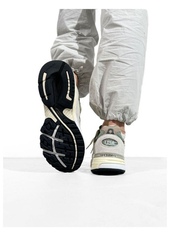 Бежеві всесезонні кросівки new balance No Brand 993 Beige/Mint/Grey
