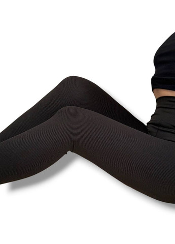 Лосины эластичные в рубчик женские с высоким широким поясом классические без утепления демисезон 99-101см No Brand Лосини в рубчик класичні без підкладки фуксія (342758751)