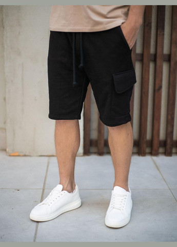 Летние шорты удобные для парней на резинке хлопковые, пляжные стильные свободные классические чёрные Intruder Relax (359381130)