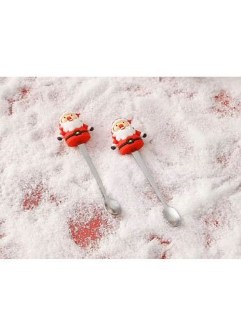 Объемная зеленая чашка в форме елочки с ложечкой украшенной фигуркой Деда Мороза. Подарочная упаковка No Brand (315101628)