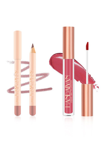 Набор 2в1 жидкая матовая помада и карандаш для губ Lips Kit 12 Handaiyan (314933573)