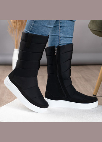 Черные дутики женские с мехом высокие черные (лб 3/2) Lika на молнии