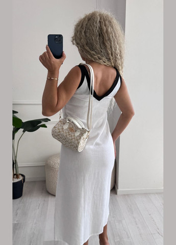 Белое льняный сарафан Garna однотонное