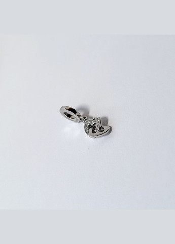 Серебряный шарм подвеска Два Сердца с Белыми камнями серебро 925 пробы Родированное 890р No Brand (306741447)