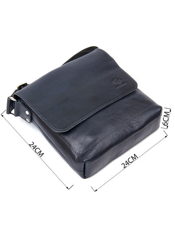Чоловіча шкіряна сумка-месенджер через плече з кишенями на блискавці темно-синя (sku_11433) No Brand (328922726)