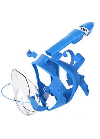Дитяча маска для плавання + водонепроникний чохол Повнолицева панорамна GTM (X/S) Синя із кріпленням для камери Blue Free Breath (272798749)