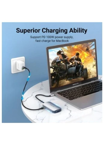 Док-станція USB3.1 Type-C --> HDMI/VGA/USB 3.0/PD 100W Hub 4-in-1 Vention (397318606)