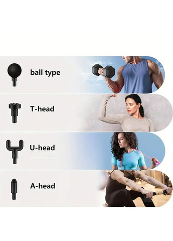 Перкусійний масажер для тіла Massage Gun | 6 режимів, 4 насадки, акумуляторний | Зелений China (351855034)