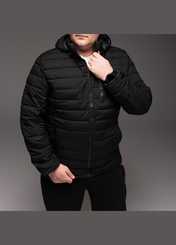 Чорна демісезонна утеплена стьобана куртка батал Vakko