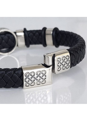 Браслет-оберіг руна Трикверт срібло з шкірою, 20 см No Brand (365818905)