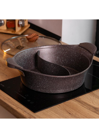 Алюмінієва каструля Ø 30 см, мармурове антипригарне покриття, кавовий MGC HP-4-413CO No Brand (369478034)