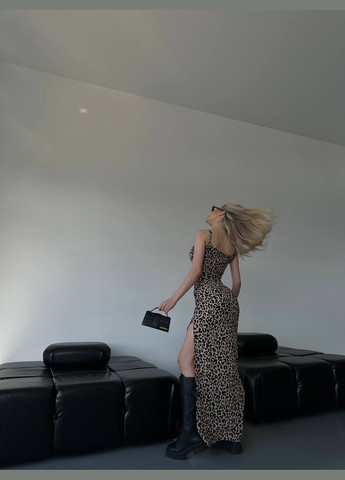 Бежевое кэжуал платье N.Family леопардовый