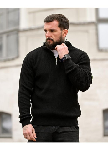 Чорний чоловічий трикотажний светр stone island half-zip (370589564)