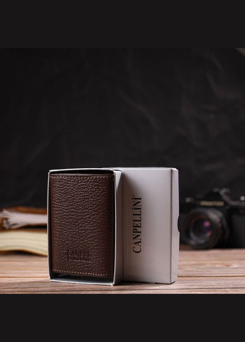 Мужской картхолдер в три сложения с автоматическим механизмом из натуральной кожи флотар 21934 Коричневый Canpellini (331913367)