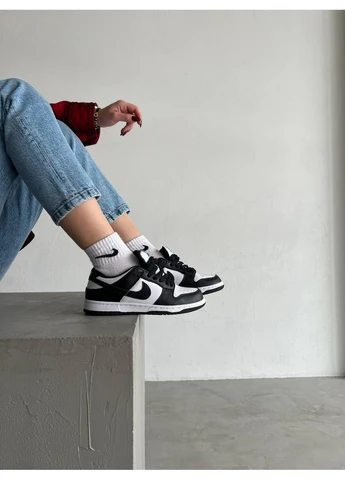 КРОССОВКИ ЖЕНСКИЕ NIKE DUNK LOW RETRO WHITE BLACK НАЙК ДАНК БЕЛЫЕ No Brand белые демисезоны (392020140)
