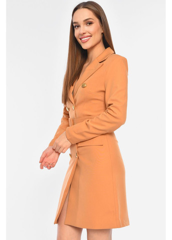 Гірчична джинсова сукня-піджак жіноча однотонна гірчичного кольору а-силует Let's Shop однотонна