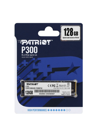 Накопитель SSD M.2 128GB NVMe 2280 PCIe 3.0 3D TLC (P300P128GM28) Patriot P300 (372684327)