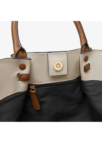 Сумка жіноча з екошкіри бежева з коричневими ручками No Brand (364134797)