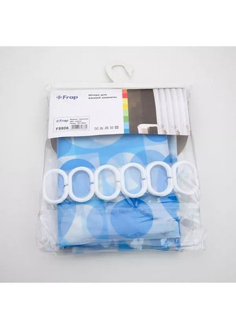 Шторка для ванної та душа F8806, поліетилен, 180х180 см, блакитний Frap (371881773)