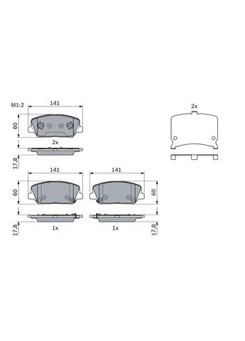 Колодки тормозные дисковые (комплект 4 шт) KIA CERATO KOUP III (YD) 1.6 2013.12- BO 0986494671 Bosch (386942385)