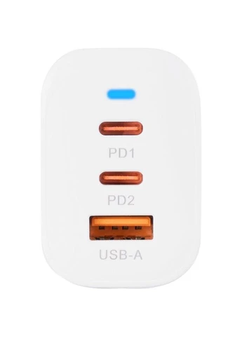 Зарядний пристрій GaN Elevaro 65W GP-HC065 USB + 2×Type-C (QC/PD/PPS) White + Кабель Type-C to Type-C Gelius (383908201)