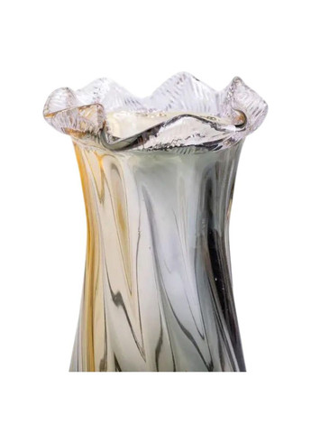 Ваза декоративна 26 см для квітів скляна фігурна ваза з кольорового скла 1.2 л Жовто-сіра HP-9-11 Yiwu (368766913)